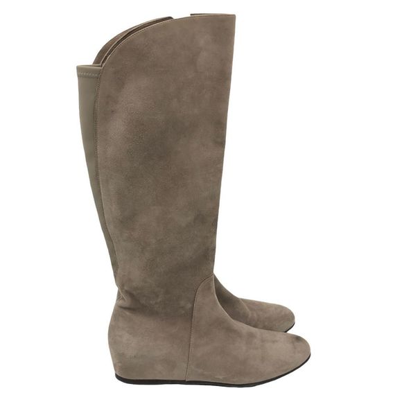 Stuart Weitzman Women's Size 7.5 Suede Hidden Wedge Knee-High Boot Tan Beige - Picture 1 of 9